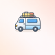 Cheerful camper van in soft hues