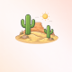 Desert serenity with cacti and sun